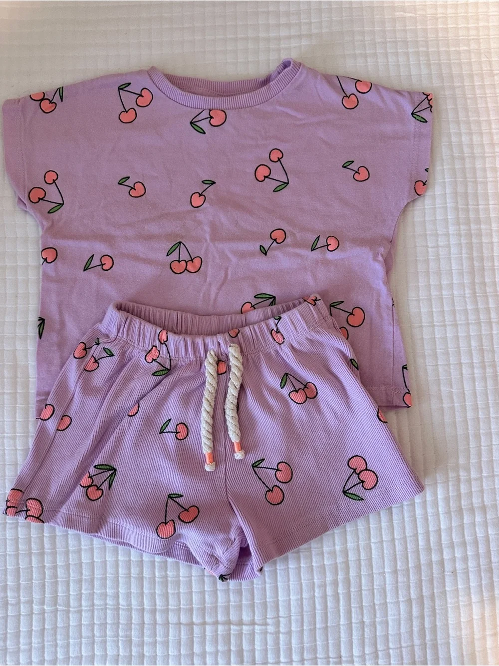 Zara Lavender Cherry Print Two-Piece Pajama Set